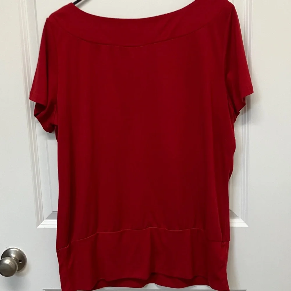 Jaclyn Smith, Ruby Red Short Sleeve Women's Top, XXL - Picture 7 of 10